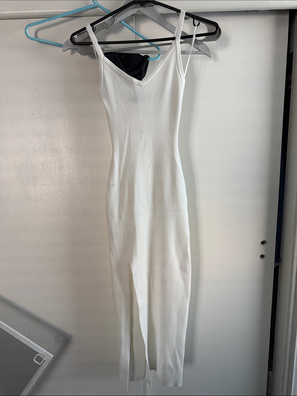 Windsor White Ribbed Midi Slip Dress